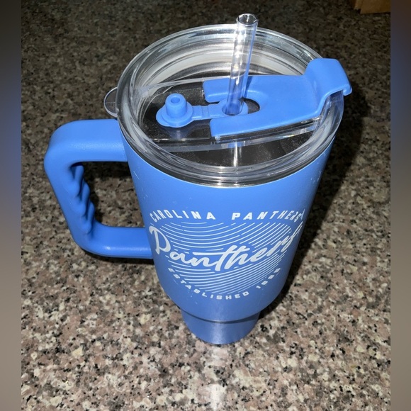 Carolina Panthers Blue Tumbler with Straw - Picture 1 of 3
